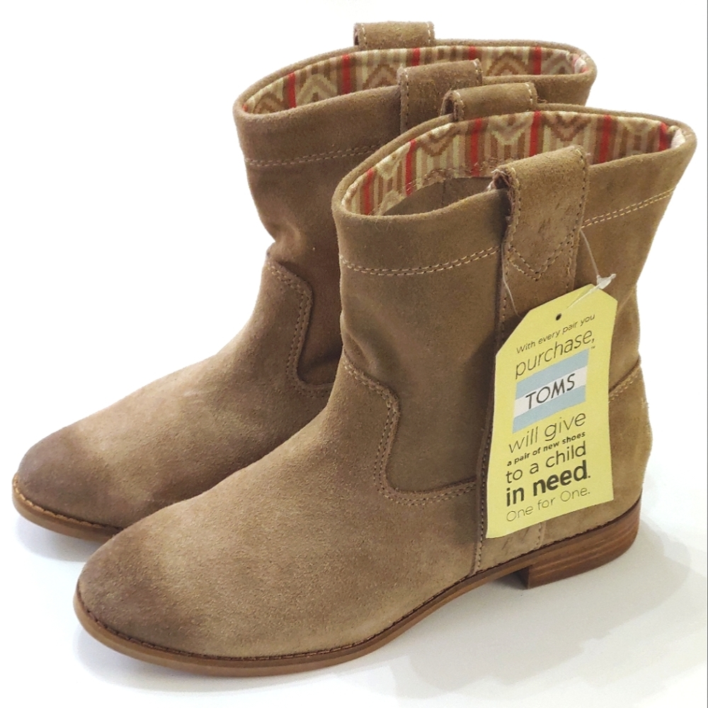 Gorgeous Aztec Stamped Suede Toms Ladies Boots Bootie 6